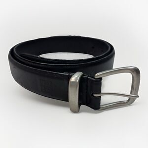 Lauren Ralph Lauren Belt Size 34 Black Solid Brass Buckle Italian Leather